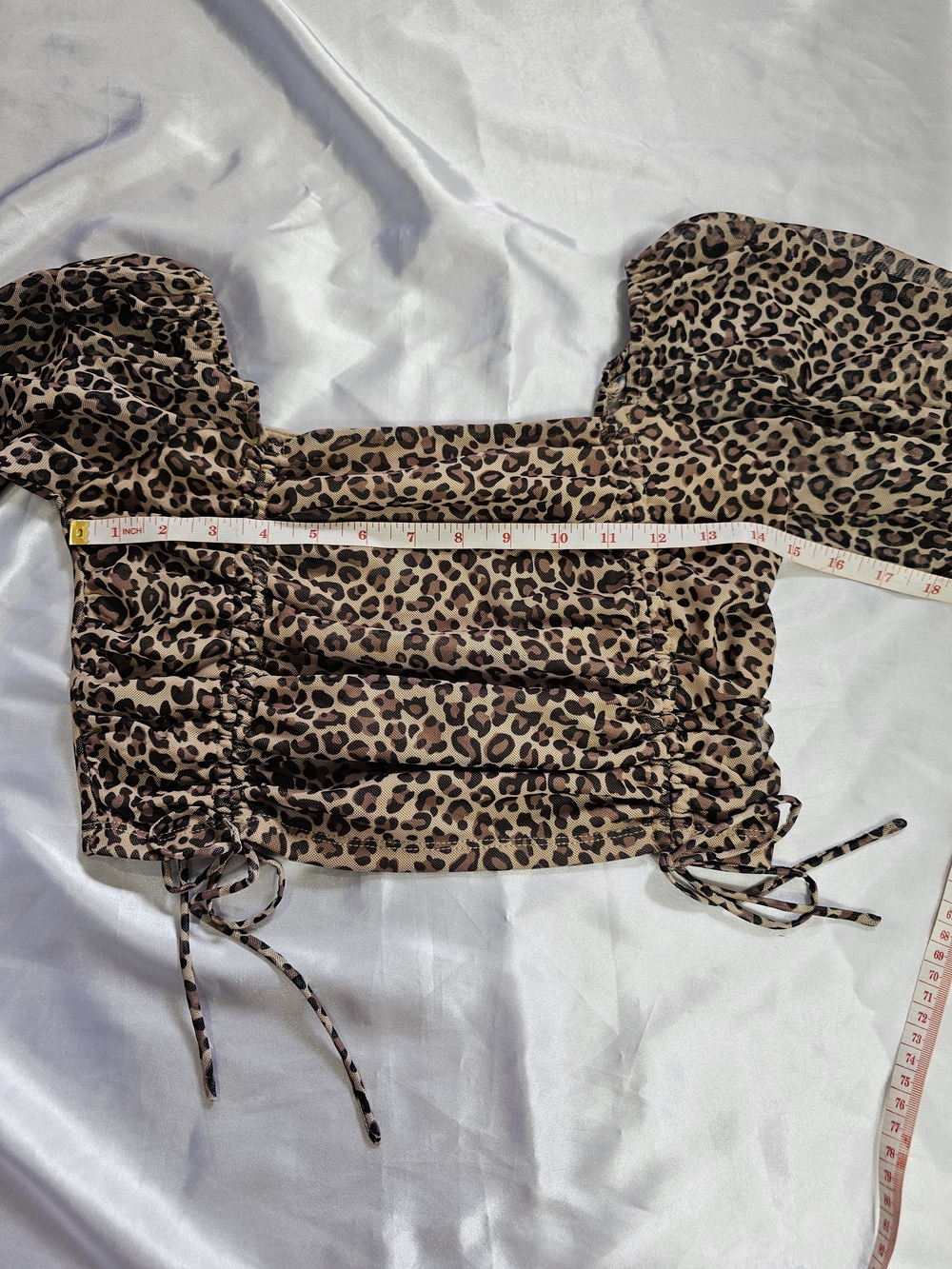 Leopard Print Ruched Crop Top - Picture 4 of 4
